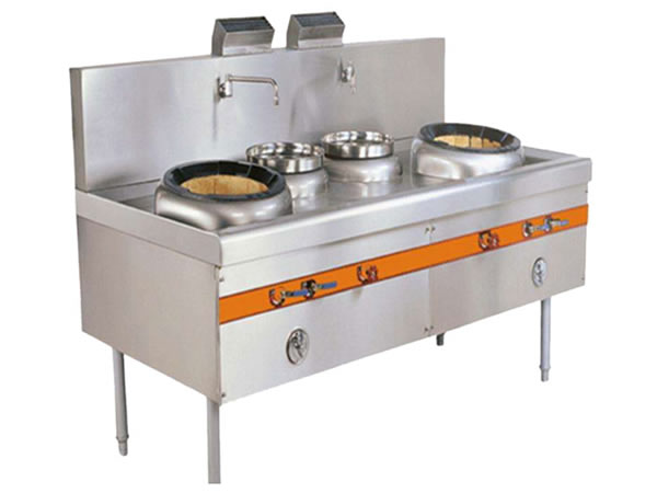 Small stir-frying stove with two ends and two tails